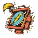 flash symbol going through a gas can tattoo design idea