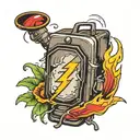 flash symbol going through a gas can tattoo design idea