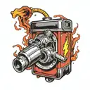 flash symbol going through a gas can tattoo design idea