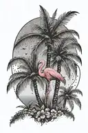flamingo palm trees tattoo design idea
