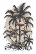 flamingo palm trees tattoo design idea
