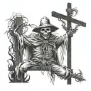 Scarecrow facing me while hanging on a cross tattoo design idea