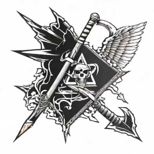 Incorporate elements of school imagery, such as books and pencils, with the logos of Metallica, Megadeth, Pantera, and Avenged Sevenfold tattoo design idea