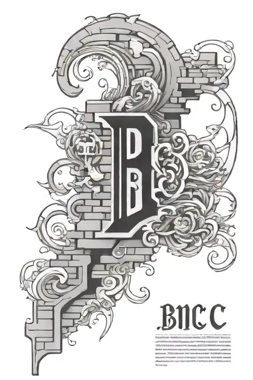 Letters BMC on Bricks tattoo design idea