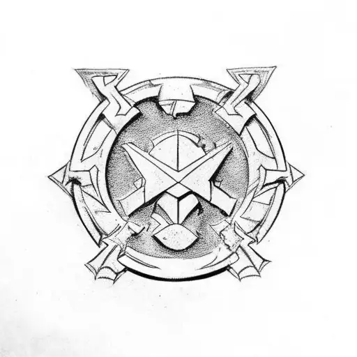 Warhammer 40k grimdark style utilizing Alpha Legion themes and the colors from the Maryland state flag tattoo design idea