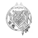 Warhammer 40k grimdark style utilizing Alpha Legion themes and the colors from the Maryland state flag tattoo design idea