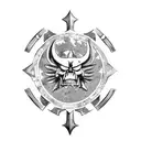 Warhammer 40k grimdark style utilizing Alpha Legion themes and the colors from the Maryland state flag tattoo design idea