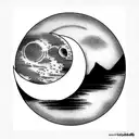 moon and tides tattoo design idea