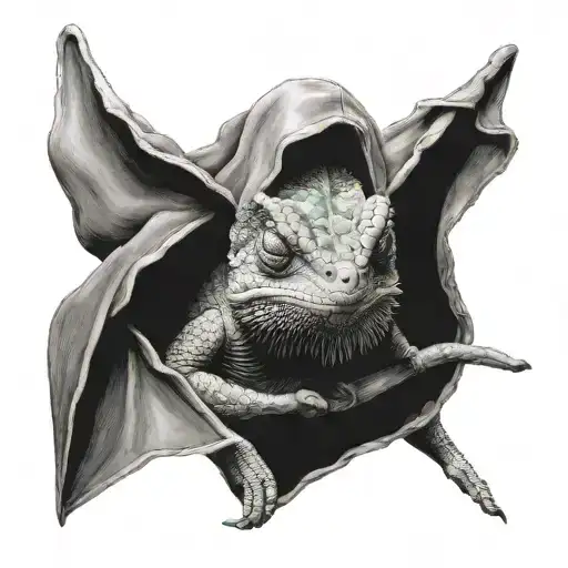 chameleon wears a hood tattoo design idea