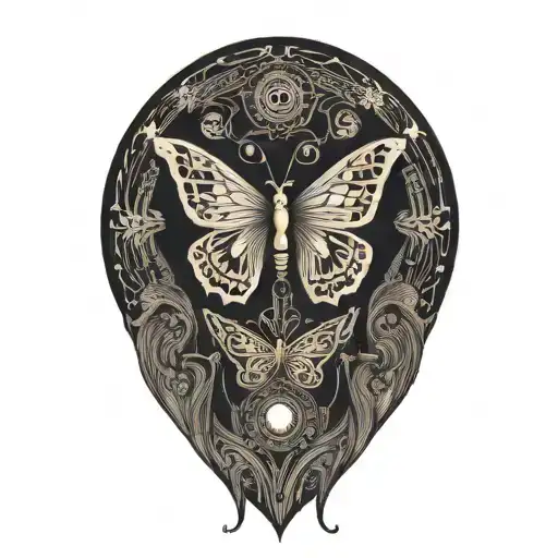 butterfly with berber symbols tattoo design idea