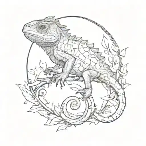 mirror chameleon tattoo design idea