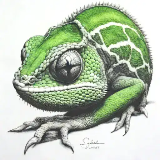 chameleon and scales tattoo design idea