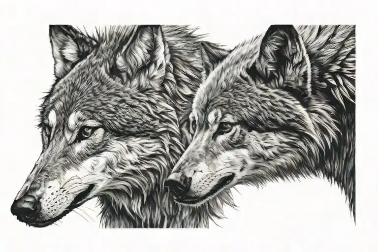 loup vs enfant  tattoo design idea