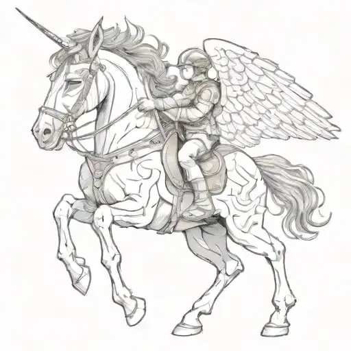 child vigilante on a winged horse tattoo design idea