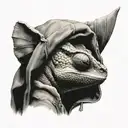 chameleon wears a hood tattoo design idea
