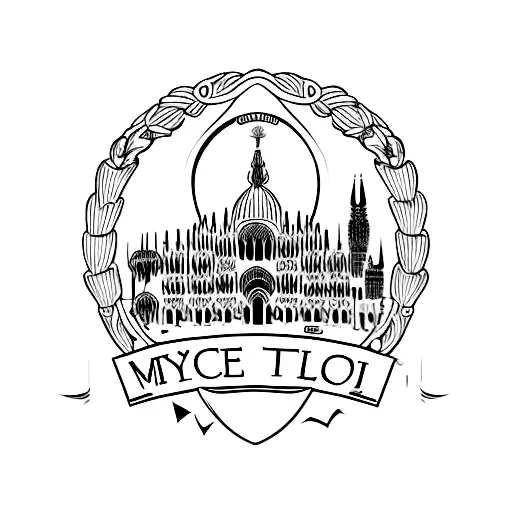 vene vidi vici tatto in milano style with duomo di milano and bay leaf brand tattoo design idea