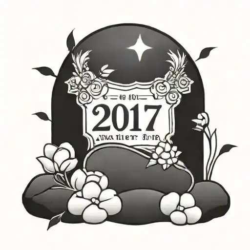 simple headstone with 2017 written on it tattoo design idea