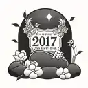 simple headstone with 2017 written on it tattoo design idea
