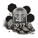headstone with 2017 written on it tattoo design idea
