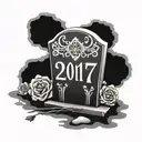 headstone with 2017 written on it tattoo design idea