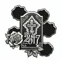 headstone with 2017 written on it tattoo design idea