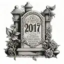 headstone with 2017  tattoo design idea
