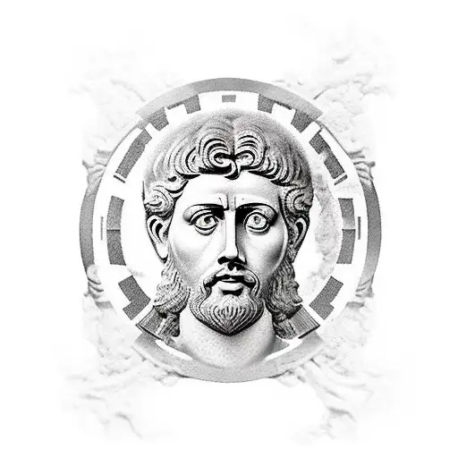 Stoicism Greek Marcus Aurelius Greek pillars water Epictetus Uranus tattoo design idea