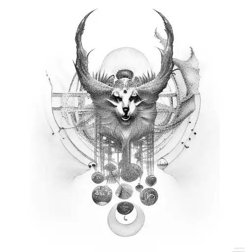 A dreamy and surreal tattoo concept, blending reality and fantasy. tattoo design idea