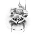 A dreamy and surreal tattoo concept, blending reality and fantasy. tattoo design idea