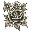 black and white rose  with "josh" inside of it tattoo design idea