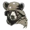 Bear wearing an American solider Vietnam uniform. Peace and born to kill helmet tattoo design idea