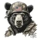 Bear wearing an American solider Vietnam uniform. Peace and born to kill helmet tattoo design idea