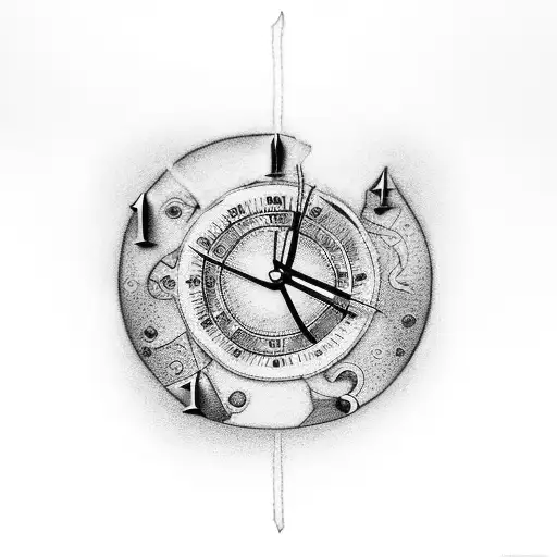 Broken clocks with time slipping away tattoo design idea