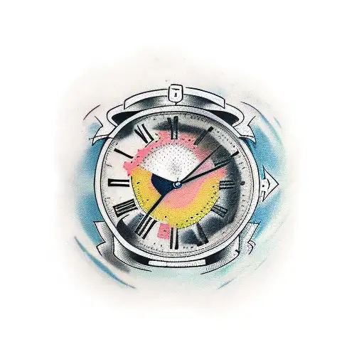 Broken clocks with time slipping away tattoo design idea