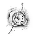 Broken clocks with time slipping away tattoo design idea
