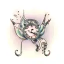Broken clocks with time slipping away tattoo design idea