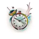 Broken clocks with time slipping away tattoo design idea