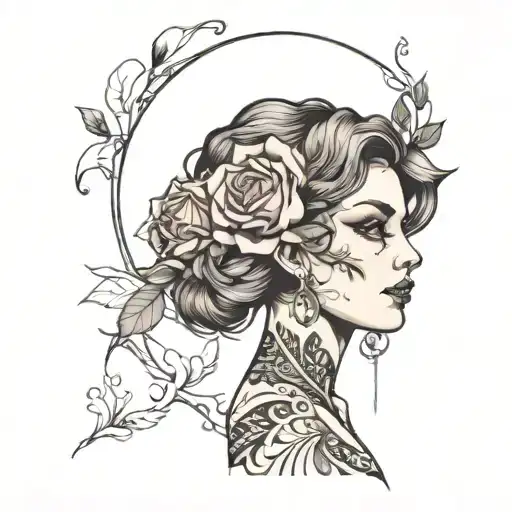 alternative woman tattoo design idea
