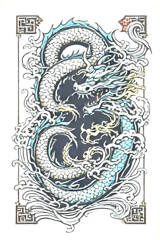 dragon and water tattoo design idea
