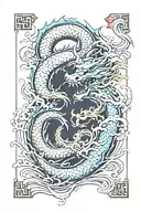 dragon and water tattoo design idea