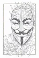 I want V for Vendetta mask and "SHH" in large horror font around his face and then his symbol at the bottom tattoo design idea