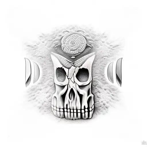 a handle made of bones a knife with hieroglyphics on it tattoo design idea