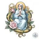 mother mary with snake stepped on tattoo design idea