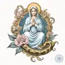 mother mary with snake stepped on tattoo design idea