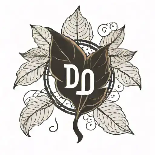 chemical symbol for dopamine and a leaf combined tattoo design idea