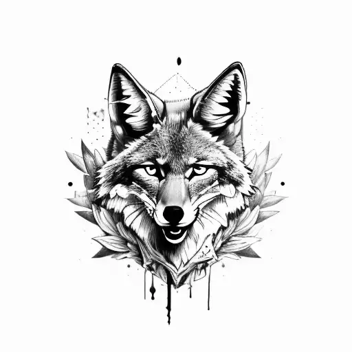 Coyote head, edelweiss, sleeve tattoo design idea