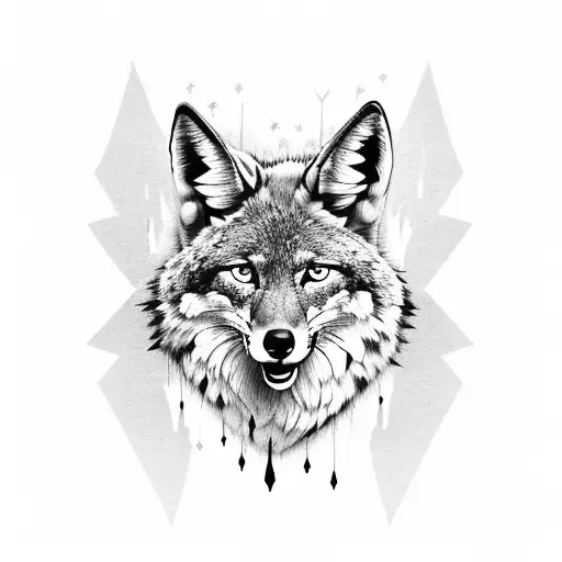 Coyote head, edelweiss, sleeve tattoo design idea