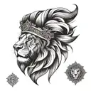A blackwork tattoo of a majestic lion wearing a turban, symbolizing strength and pride in Punjabi culture tattoo design idea