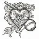 heart and baseball laces  tattoo design idea