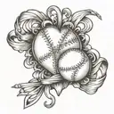 heart and baseball laces  tattoo design idea